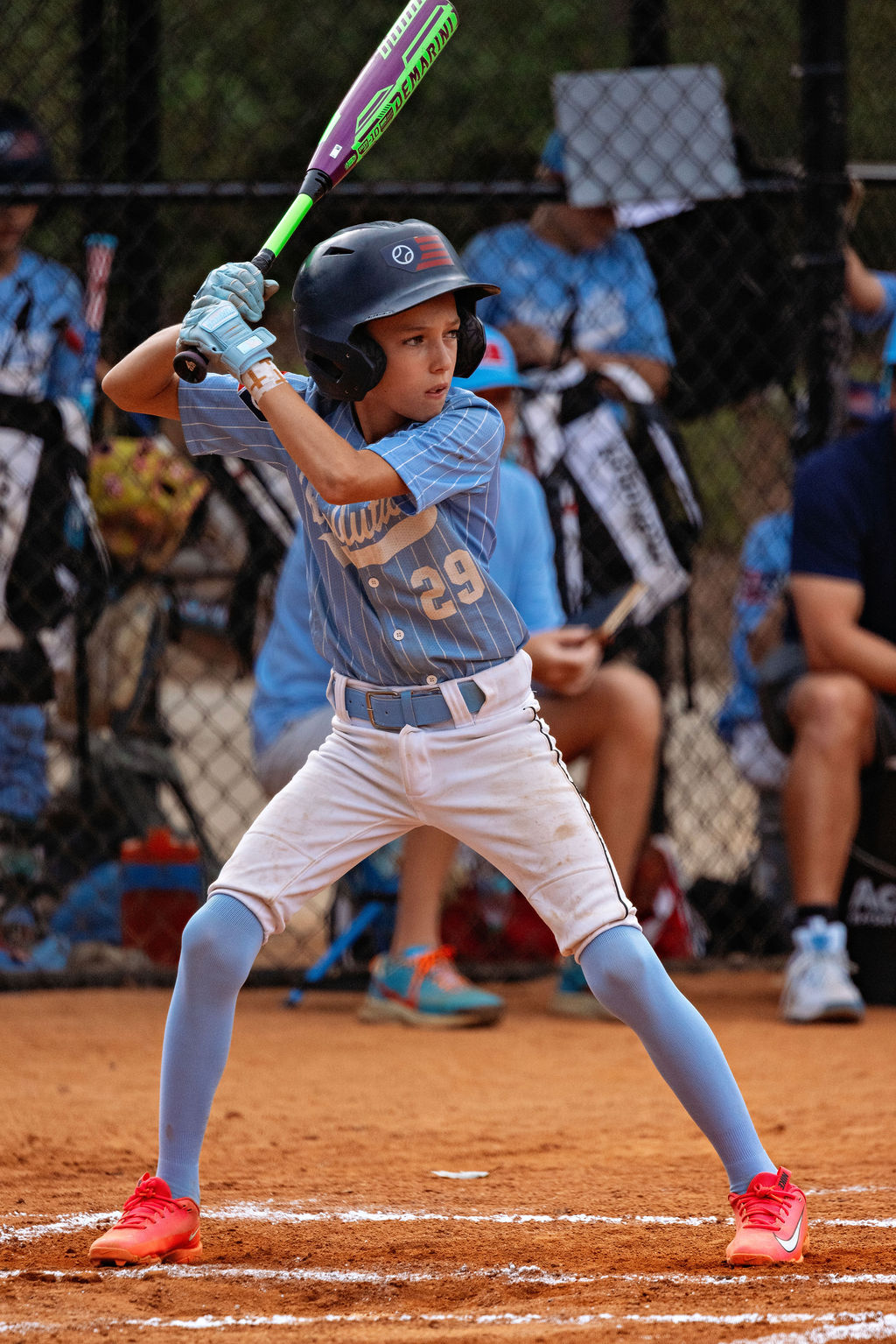 Beckham Moloney in the Revolution’s blue pinstripe uniform at Cherry Park.